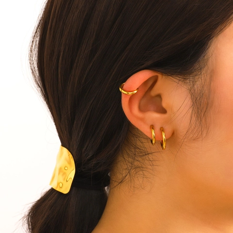 Retro Minimalist Hoop Earrings For Women 18K Gold Plated Stainless Steel Waterproof Hypoallergenic Jewelry Accessories