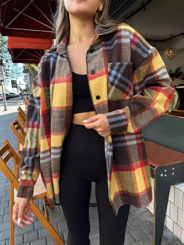 Camisa De Franela A Cuadros Para Mujer Shacket Holgada Manga Larga Botones Vintage Blusa De Cuadros Gran Tamaño Informal
