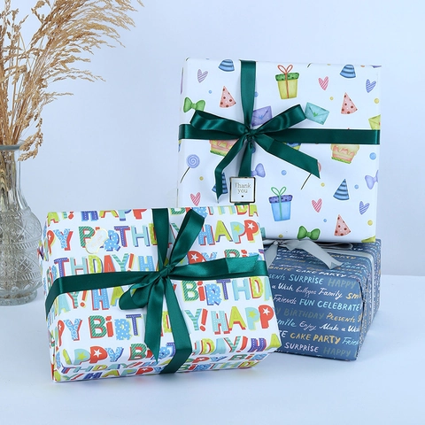 Gift Wrapping Paper Thick Woodfree Sheets For Birthday Party Holiday DIY Colorful Pattern Decor