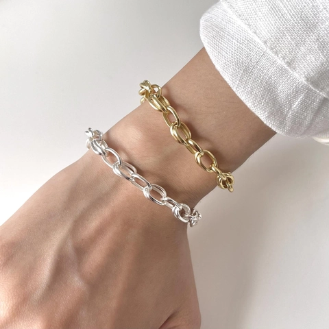 Minimalist 925 Sterling Silver Chain Link Bracelet French Style High Polish Elegant Jewelry For Women