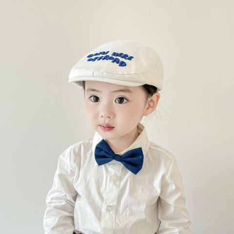 Kinder Baskenmütze Baumwolle Denim Bestickte Buchstaben Schiebermütze Verstellbar Sonnenschutz Casual Street Style Newsboy Mütze