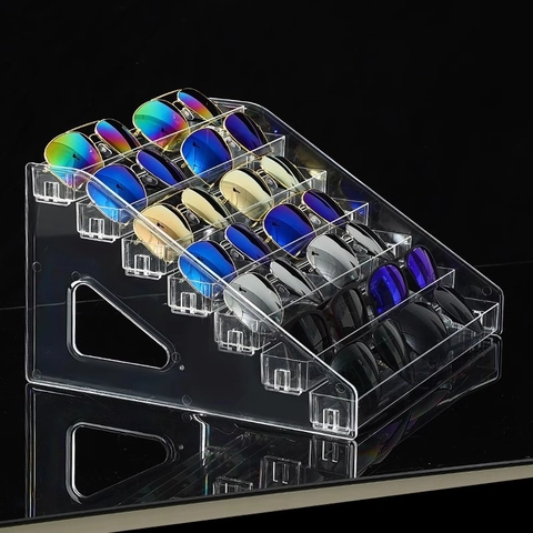 Sunglasses Display Stand Clear Acrylic Tiered Step Glasses Organizer Desktop Countertop Multi Layer Storage
