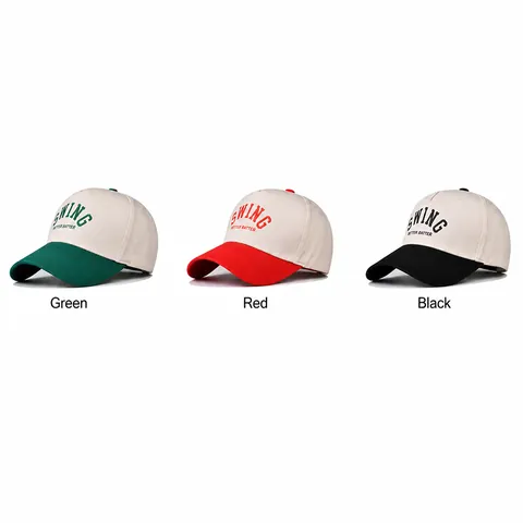 Casquette de Baseball en Coton Rétro Unisexe Swing Batter Batter Impression de Lettres Couleur Contrastée Chapeau de Soleil Réglable