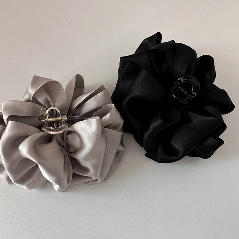 Große Schleife Haarklammer Französisch Retro Satin Stoff Haarkralle Elegant Haarschmuck Für Frauen