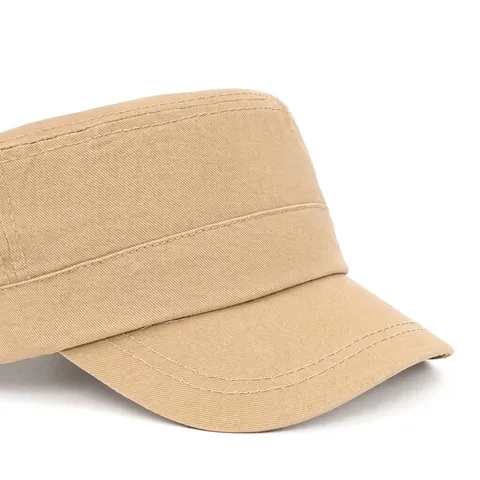 Berretto Cadet Uomo Cotone Parte Superiore Piatta Cappello Militare Vintage Lavato Regolabile Protezione Solare