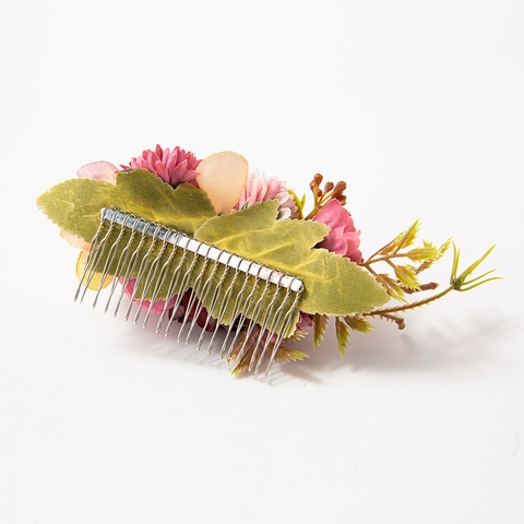 Peigne À Cheveux Fleur Élégant Tissu Floral Métal Mariée Mariage Coiffe Style Forêt Vacances À La Plage Accessoires