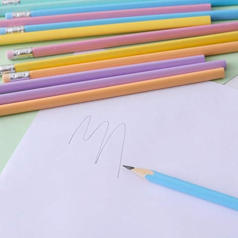 HB Potloden Macaron Kleur Driehoekige Body Houten Grafiet Schrijven Tekenen Gum Top School Kantoor Benodigdheden