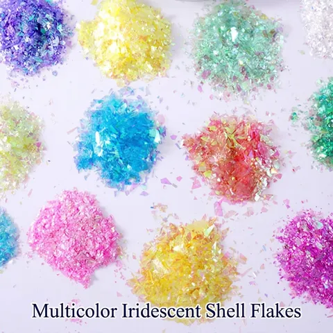 Iridescent Colorful Shell Paper Flakes Gradient Holographic Sequins For Resin DIY Craft Nail Art Decoration