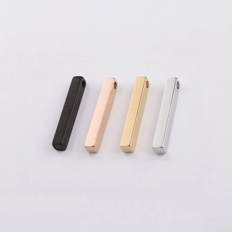 Stainless Steel Vertical Bar Pendants Mirror Polished Geometric DIY Jewelry Making Charms Minimalist Unisex Accessory