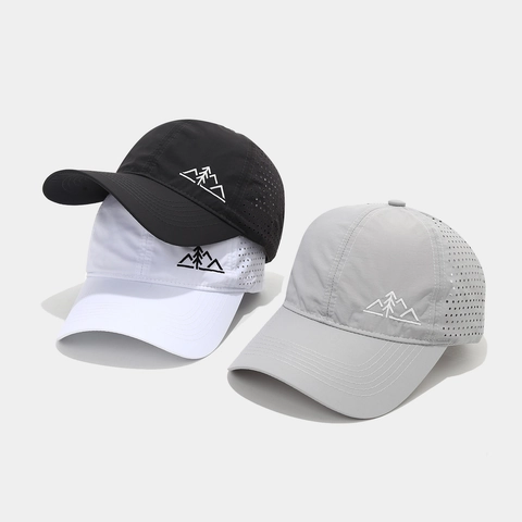 Cappellino Da Baseball Asciugatura Rapida Traspirante Ventilazione Taglio Laser Ricamo Montagna Regolabile Sport All'aperto Protezione Solare
