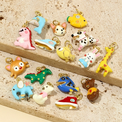 Ciondoli Per Scarpe Da Ginnastica Animali Cartoni Animati Rame Smalto Colorato Per Collana Orecchini Gioielli DIY
