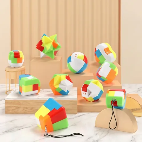 3D Interlock Puzzle Kunststoff Denkspielzeug Luban Lock Buntes Geometrisches Lernspiel Für Kinder