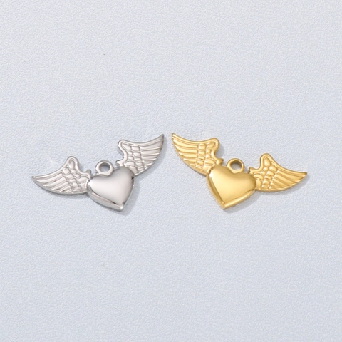 Colgante De Corazón Con Alas De Ángel De Acero Inoxidable Accesorios Para Joyería DIY Collar Para Hombres Mujeres Estilo Hip-Hop Punk