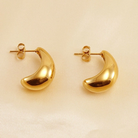 Water Drop Chunky Hoop Earrings 18K Gold Plated Stainless Steel High Polish Minimalist Jewelry For Women