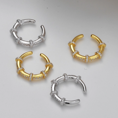 925 Sterling Zilveren Geometrische Ear Cuffs Met Zirkonia U-Vorm Geen Piercing Minimalistische Clip-On Oorbellen Voor Dames Heren
