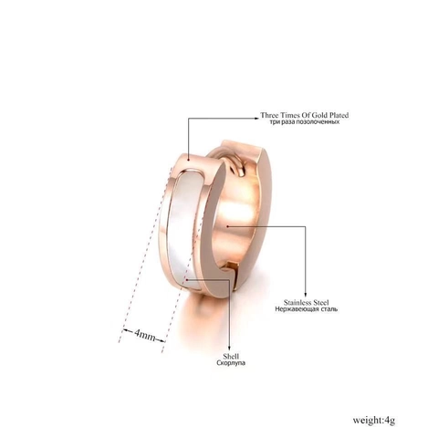 Pendientes Huggie De Acero Inoxidable Con Concha Chapados En Oro De 18K Nácar Aro Redondo Joyería Elegante Para Mujer