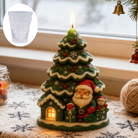 3D Christmas Tree Silicone Mold Santa Claus Snowman DIY Candle Soap Making Tool Resin Casting Home Decor Craft