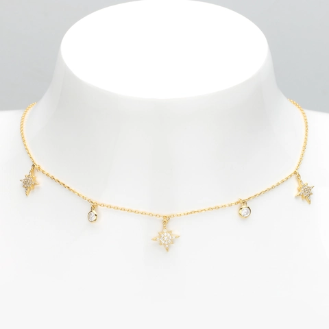 Collana Con Stella Ottogramma In Argento Sterling 925 Con Ciondoli In Pavé Di Zirconia Per Donna Gioielli Di Lusso