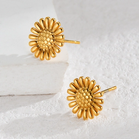 Pendientes De Botón De Acero Inoxidable Chapado En Oro Minimalista Naturaleza Flor Hoja Copo De Nieve Pequeño Joyas Mujeres Oficina