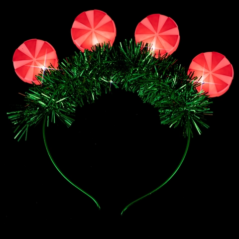 LED Weihnachts Stirnband Mit Lametta Und Leuchtenden Pfefferminz Bonbon Dekorationen Für Party Feiertag