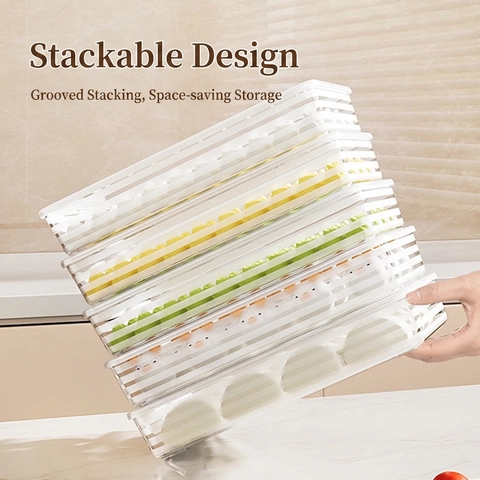 Contenitori Per Alimenti Impilabili Organizzatore Ravioli Multistrato Frigorifero Congelatore Plastica Ermetico Con Coperchio