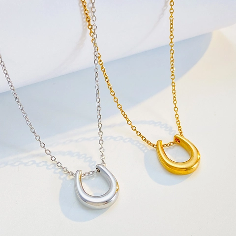 Minimalistische Hoefijzer U-Vormige Hanger Ketting Titanium Roestvrij Staal Sierlijke Gepolijste Sleutelbeinketting Dames