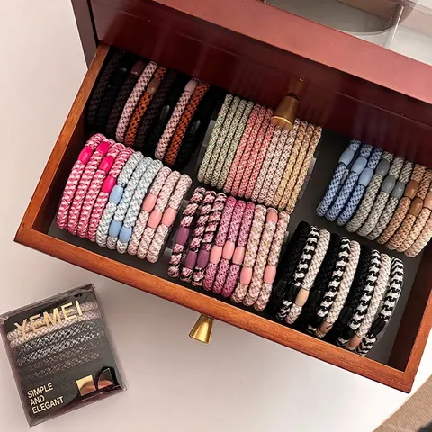 Elastic Hair Bands Set Braided Nylon Rubber High Elasticity Ponytail Holder For Women Girls Simple Fashion Style