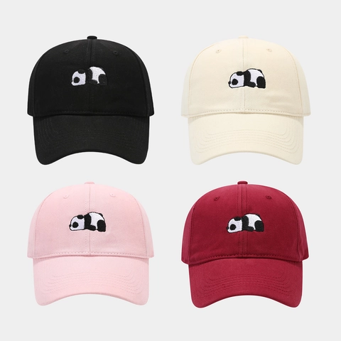 Cappello Da Baseball Ricamato Panda Cotone Casual Aperto Parasole Visiera Curva Regolabile Unisex Sportivo