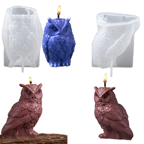 Lifelike Owl Silicone Mold For Scented Candle Making DIY Resin Casting Animal Shaped Detailed Home Decoration