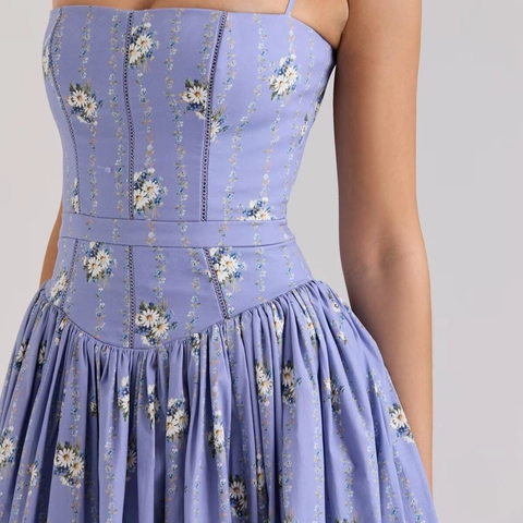 Elegantes Französisches Florales Maxikleid Hohe Taille Ärmelloses Camisole Langes Kleid Polyester Mit Spitzenbesatz