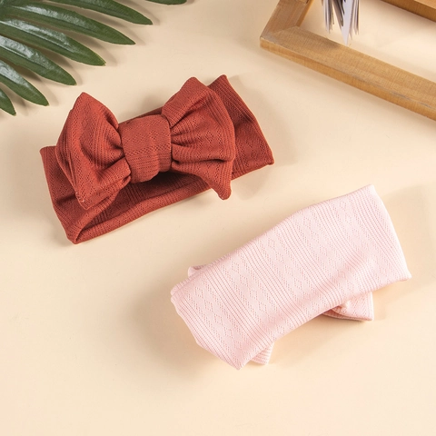Bandeau en Tricot pour Bébé avec Grand Nœud Double Couche Haute Élasticité Bandeau Jacquard Côtelé pour Nouveau-Né Enfant Filles Accessoires Cheveux