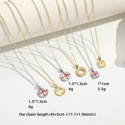 Franse Vintage Minimalistische Koperen Hanger Ketting Voor Vrouwen Geometrische Ronde Vierkante Goud Zilveren Ketting Sieraden
