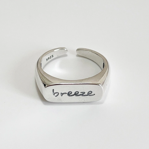 Anello In Argento Sterling 925 Aperto Regolabile Lettera Breeze Gioielli Geometrici Minimalisti Per Donne