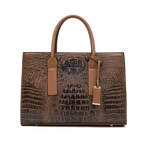 Women Crocodile Embossed PU Leather Handbags Large Capacity Tote Shoulder Bag For Commuting Office With Top Handle