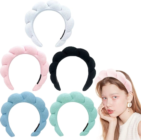 Sponge Padded Spa Headband Wristband Set Terry Cloth Cloud Headband For Face Washing Makeup Women Hair Accessories