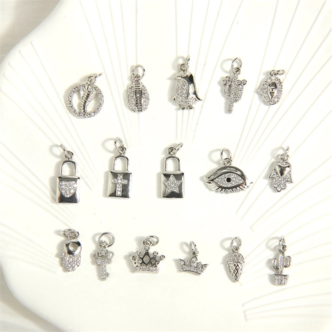 Boze Oog Hart Hamsa Hand Kroon Cactus Slang Hangers Charms 18K Verguld Koper Zirkonia Voor DIY Sieraden Maken Accessoires Mode