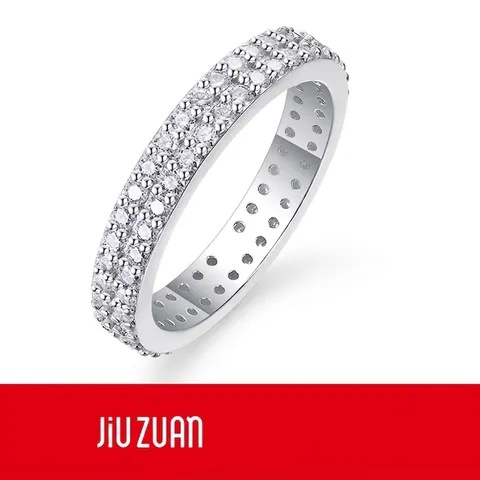 S925 Sterling Silver Eternity Ring For Women Moissanite Three Row Multi Stone Band Ring High Quality Luxury Jewelry Gift