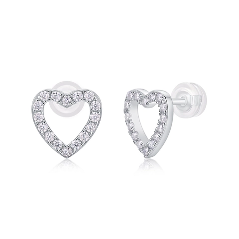 Orecchini A Cerchio A Cuore In Moissanite Con Perno In Argento Sterling 925 Pavé Cavo Per Donne
