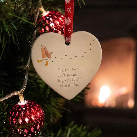 Acrylic Heart Hanging Ornament Christmas Tree Decoration Festive Printed Quote Memorial Gift Friendship Sign