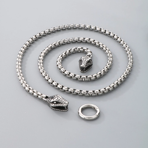 Men Stainless Steel Necklace Lion Dragon Snake Skull Head Hip Hop Streetwear Polished Venetian Chain Jewelry