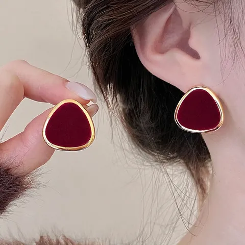 Geometrische Beflockte Ohrstecker Retro Samt Metall Schmuck Mit Silber Ohrpfosten Für Frauen Vintage Stil