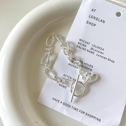925 Sterling Silber Armband Mit Knebelverschluss Handgefertigte Minimalistische Gedrehte Seilkette Und Glatte Glieder