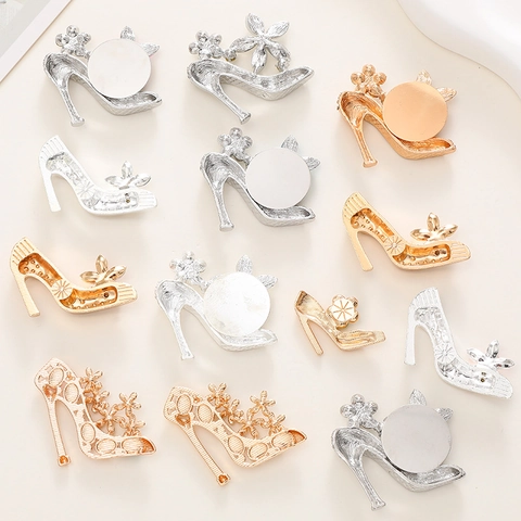 High Heel Shoe Charms Alloy Rhinestone Cat Eye Stone DIY Jewelry Accessories For Phone Case Shoes Decoration Elegant