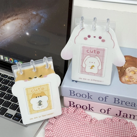 Mini Photocard Holder Binder Cute Cartoon Animal PVC Standing Desktop Loose Leaf Card Album For Photo Storage Desk Decor