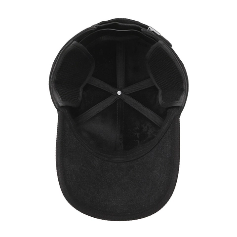 Men's Baseball Cap With Ear Flaps Fleece Lined Winter Warm Thickened Cotton Waffle Texture Adjustable Outdoor Hat
