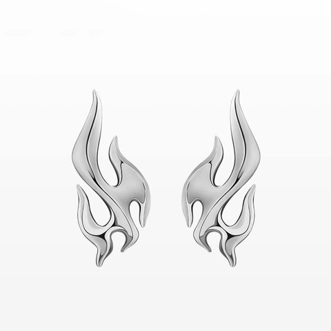 Pendientes De Botón De Llama Acero Inoxidable Diseño Metal Líquido Punk Y2K Estética Joyería De Moda Para Mujer