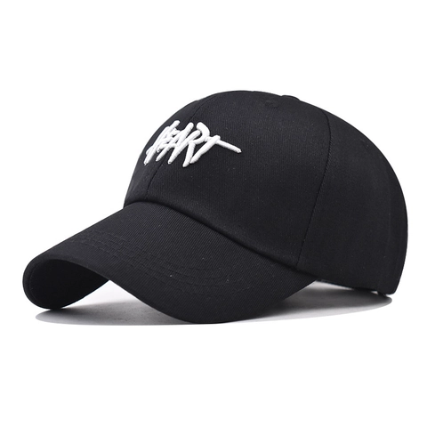 Casquette De Baseball En Coton Broderie Cœur Lettre Boucle Métallique Réglable Respirant Chapeau De Soleil Pour Hommes Et Femmes