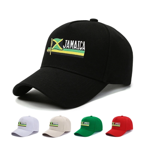 Jamaika Flagge Stickerei Baseball Kappe Polyester Verstellbar Atmungsaktiv Gebogene Krempe Sonnenhut Sportlich