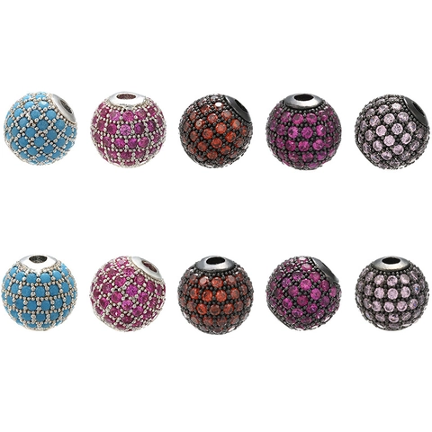Perline A Sfera Micro Pave In Rame E Zirconia Perline Distanziatrici Per Creazione Di Gioielli Fai Da Te Bracciale