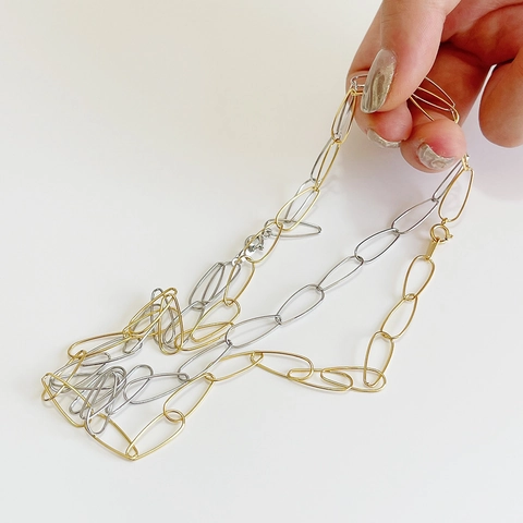 Minimalist 925 Sterling Silver Paperclip Chain Necklace For Women Geometric Oval Link Choker Jewelry